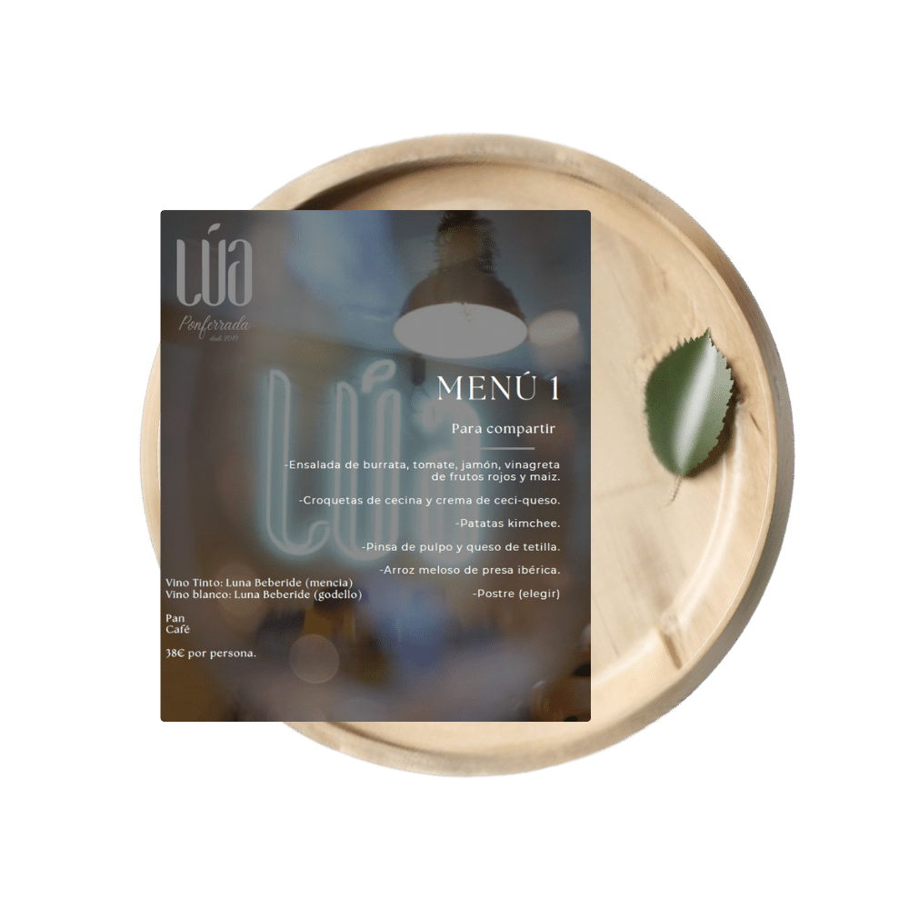 MENU 1 PARA COMPARTIR EN LÚA PONFERRADA