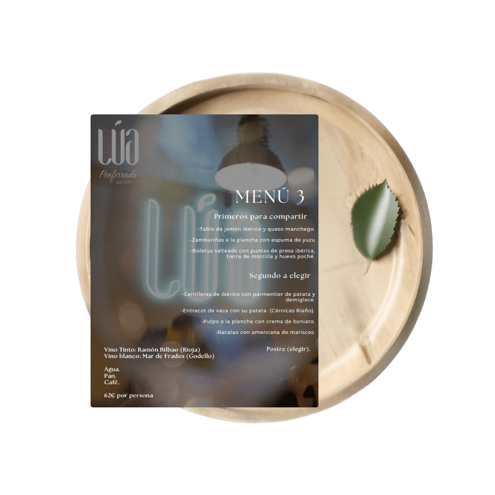 MENU 3 PARA COMPARTIR EN LÚA PONFERRADA